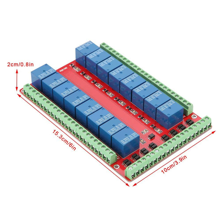 Relaisplatine, 16-Kanal-Relaismodul Schnittstellenplatine High Low Level Trigger DC 5/12/24V Schnitt