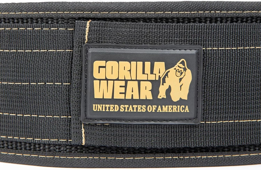 Gorilla Wear 4 Inch Nylon Belt - schwarz - Bodybuilding und Fitness Gürtel für Damen und Herren M/L