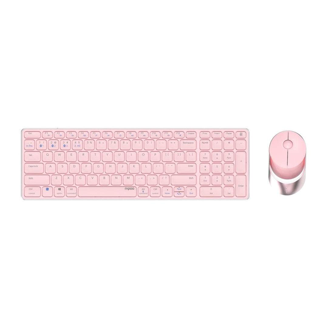 Rapoo 9750M kabelloses Tastatur-Maus Set Wireless Deskset 1600 DPI Sensor wiederaufladbarer Akku fla