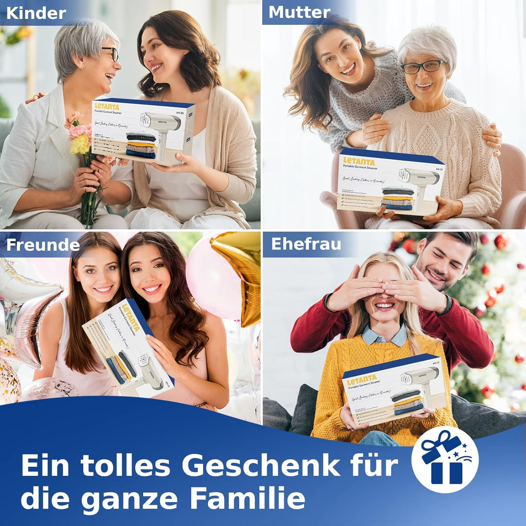 Tragbarer Dampfglätter 1200W, Handdampfer mit 30s Schnellaufheizung, 150ml Wassertank, 90° Faltbar,