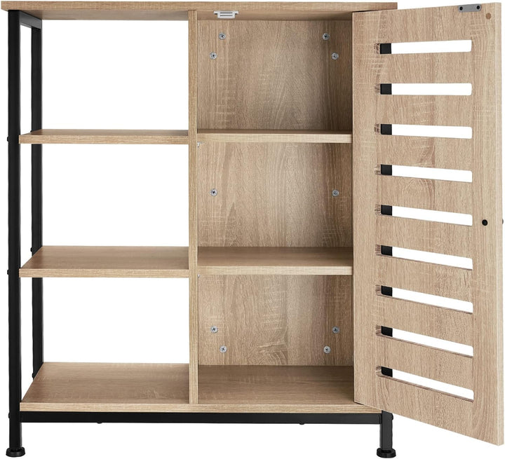 tectake Sideboard mit 3 Fächern und Schrankfach, 71 x 32 x 82 cm, Industrie-Design, Holz Kommode für