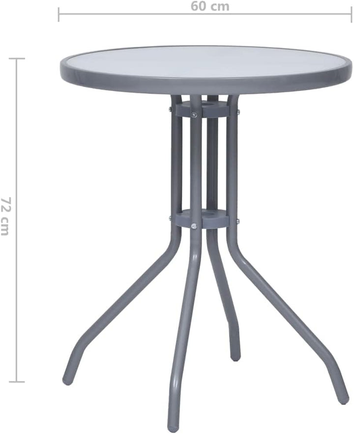 Gartentisch Hellgrau 60 cm Stahl und Glas