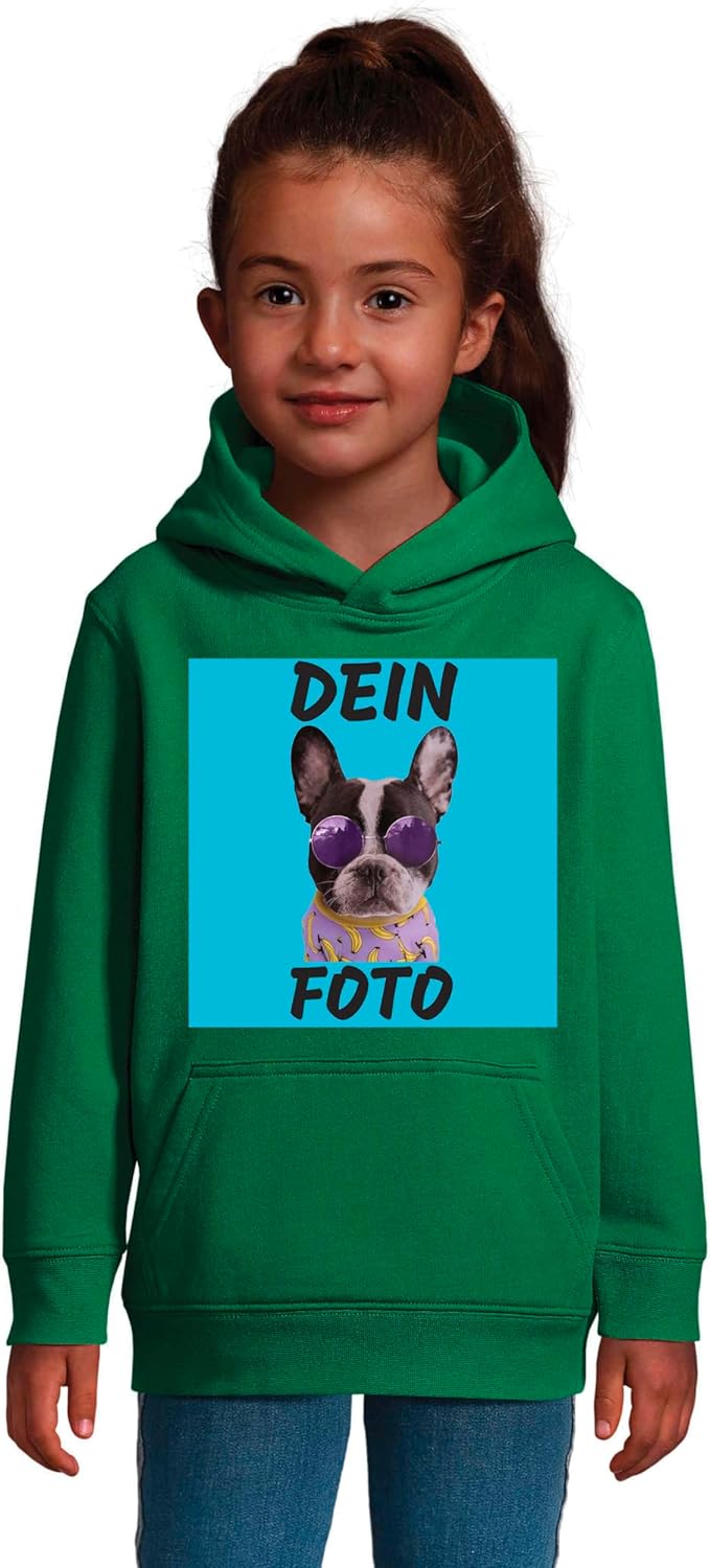 Kinder Hoodie Bedrucken Lassen - Mit Wunschfoto personalisiert - Kapuzenpullover als Geschenk für Ju