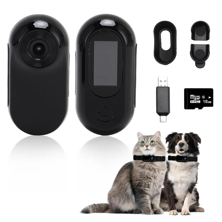 Elprico Katzen Kamera Halsband, WLAN 1080P 120° Weitwinkel-Hundehalsbandkamera, Sport-Actionkamera,