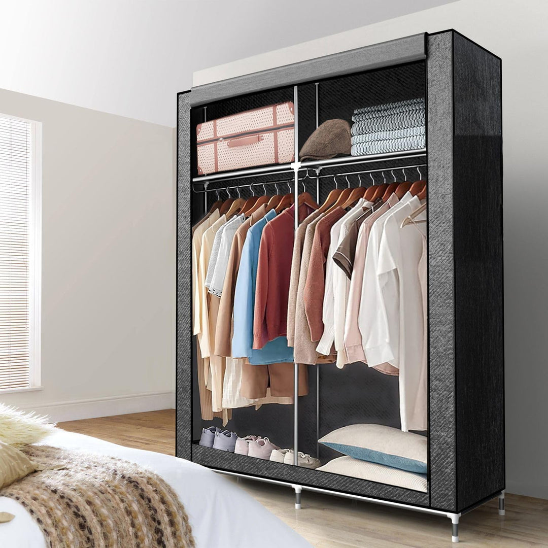 Intirilife Faltschrank 108x45x170 cm in Maus GRAU - Schrank mit Reissverschluss aus Stoff Kleidersch