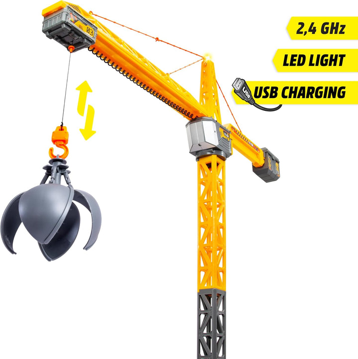 Dickie Toys - RC Titan Crane (150 cm) - Ferngesteuerter Spielzeug-Kran mit 360°-Drehung und interakt