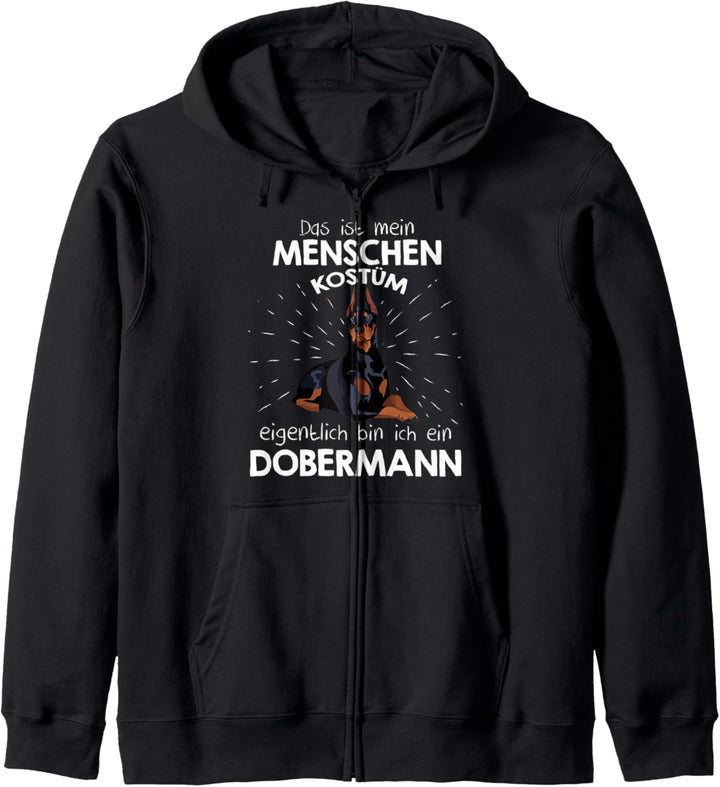 Mein Menschen Kostüm Bin ich ein Dobermann, Halloween Outfit Kapuzenjacke