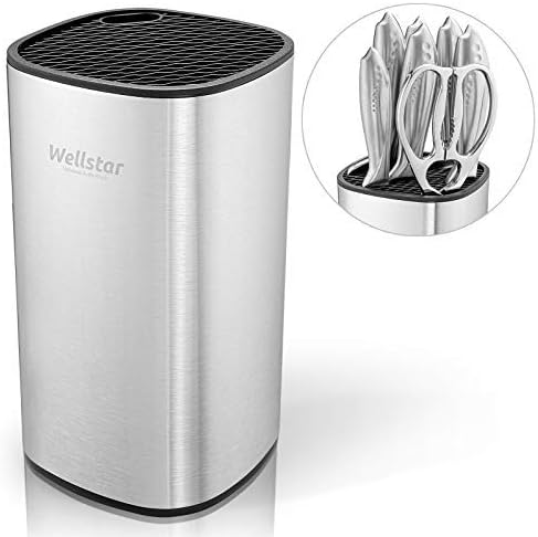 WELLSTAR Universal Messerblock ohne Messer,Messerhalter Unbestückt,Messerblock Edelstahl,Sicherer Pl