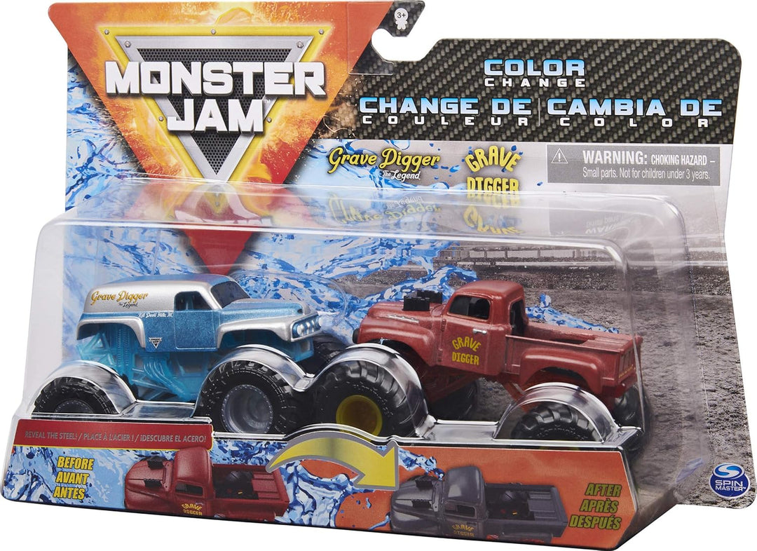 Monster Jam Official Grave Digger vs. Grave Digger (1982 Retro) Farbwechselnde Die-Cast Monster Truc
