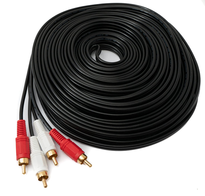System-S Cinch 2 RCA Kabel 20 m Stecker zu Stecker Stereo AV Adapter in Schwarz