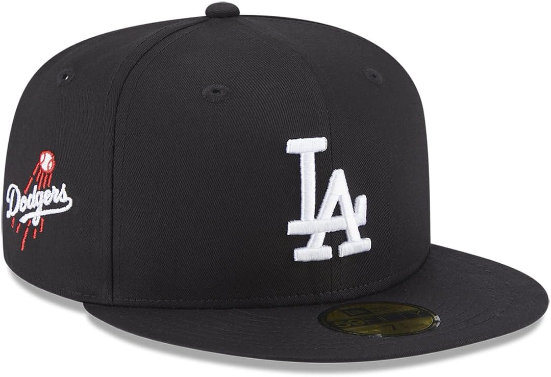 New Era Team Side Patch 59Fifty Cap LA Dodgers Schwarz Weiss, Size:7 3/4