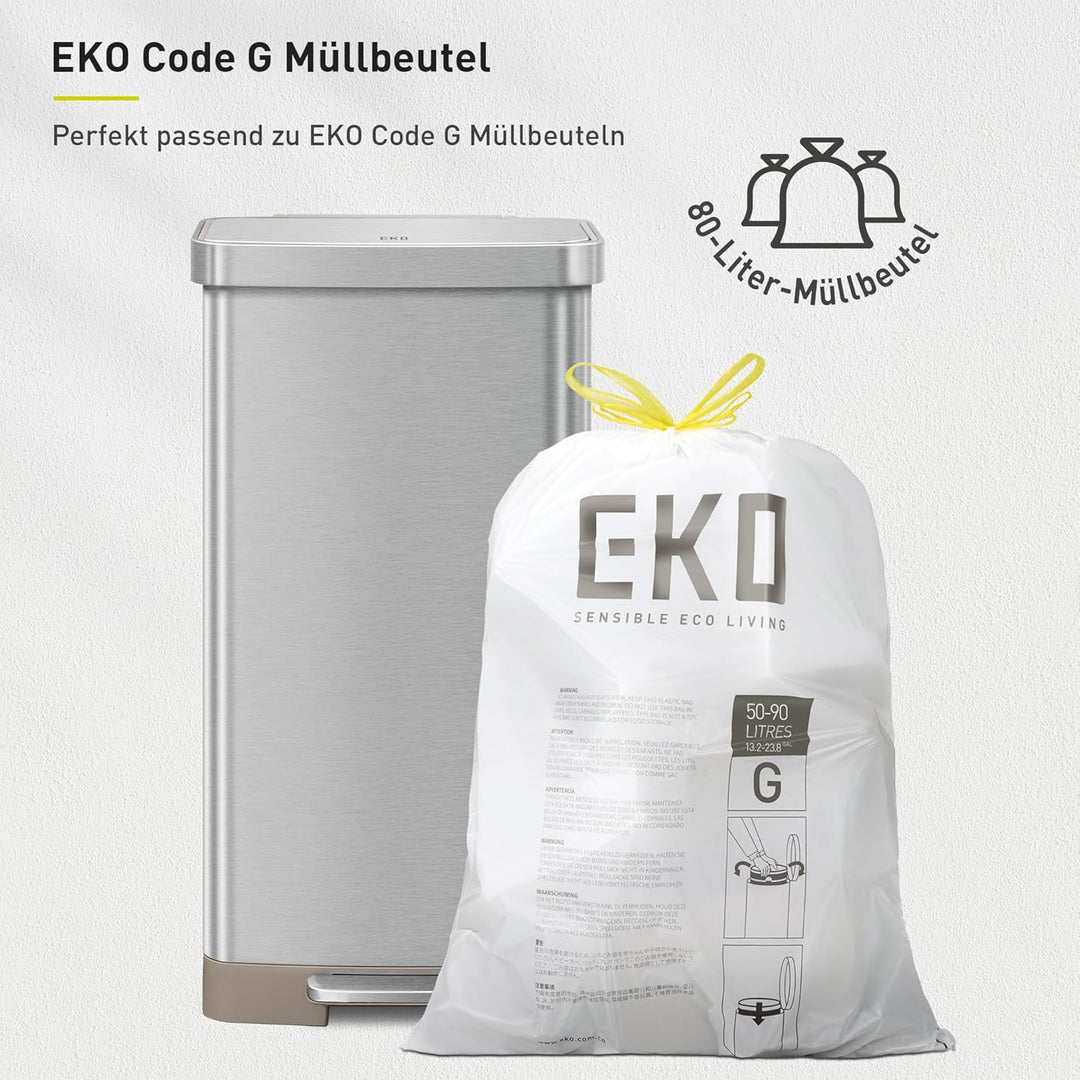 EKO Hudson Mülleimer 75 L, Abfalleimer mit Müllbeutel-Aufbewahrungsfach und Geruchsfach, Treteimer a