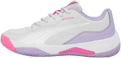 PUMA Damen Nova Smash WN's Tennis Shoe 41 EU Silver Mist Puma White Vivid Violet, 41 EU Silver Mist