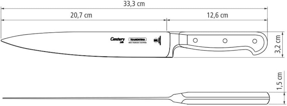 Tramontina Tranchiermesser CENTURY, 20 cm, Edelstahl DIN 1.4110, schwarz, rostfrei Tranchiermesser 2