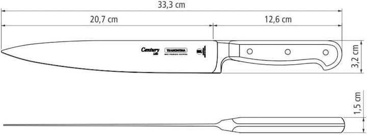 Tramontina Tranchiermesser CENTURY, 20 cm, Edelstahl DIN 1.4110, schwarz, rostfrei Tranchiermesser 2