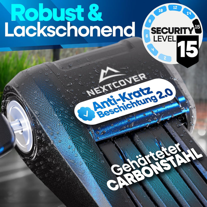 NEXTCOVER® NEU Faltschloss Fahrrad FoldPro - Das Original - mit SteelSecure-Technologie 2.0 I Robust