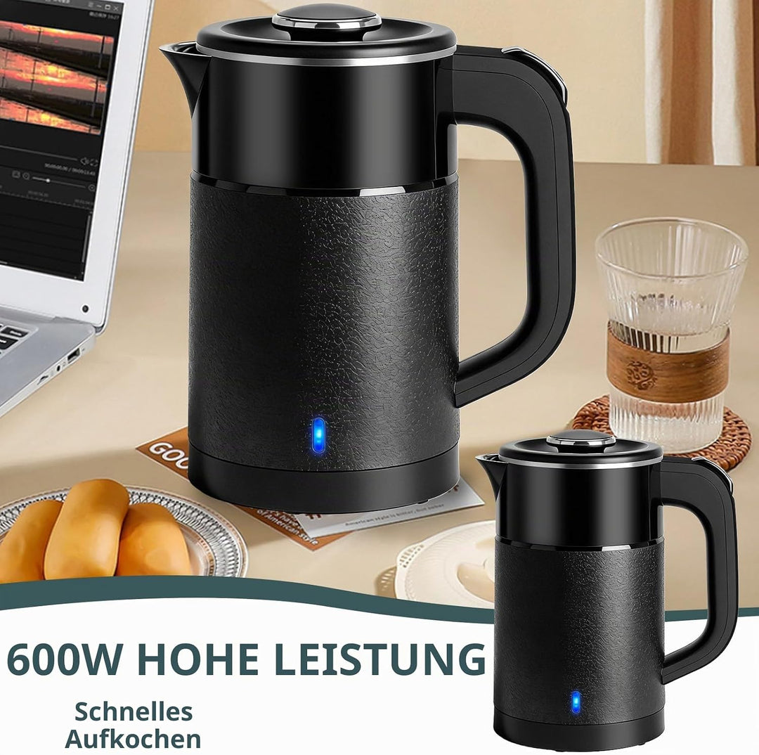 800ML Wasserkocher Klein, 600W Reisewasserkocher, 6 Minuten Schnelles Kochen Reise Elektrischer Wass