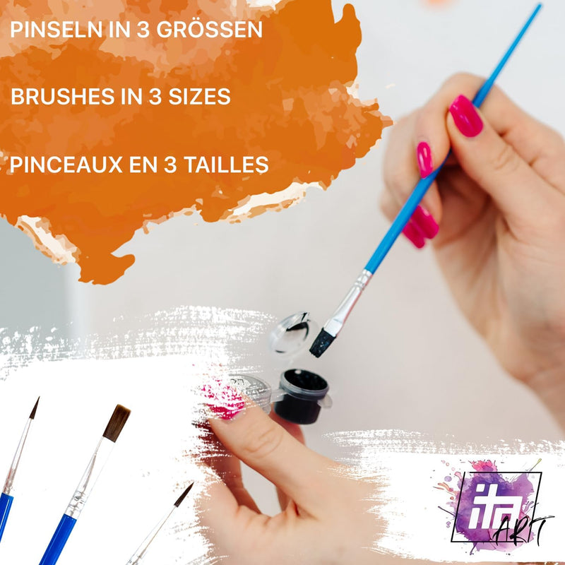 ITA ART Malen nach Zahlen Komplett Set mit Keilrahmen, Acrylfarben, Pinseln, Zubehör, Geschenkbox -