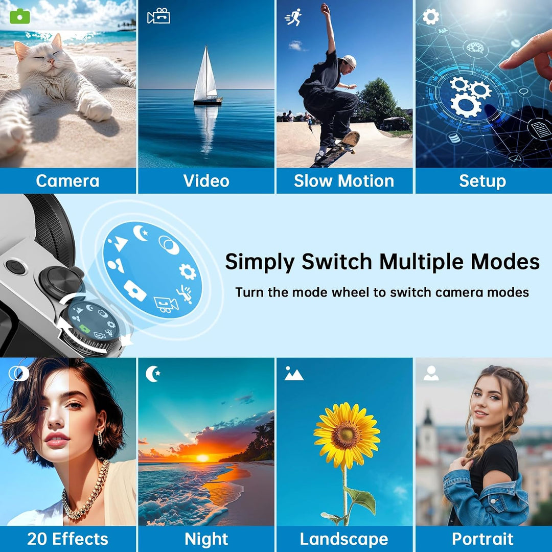 Digitalkamera, 4K 64MP Autofokus Kamera Fotokamera Mit WLAN, 3" 180° Klappbarer Bildschirm Digital K