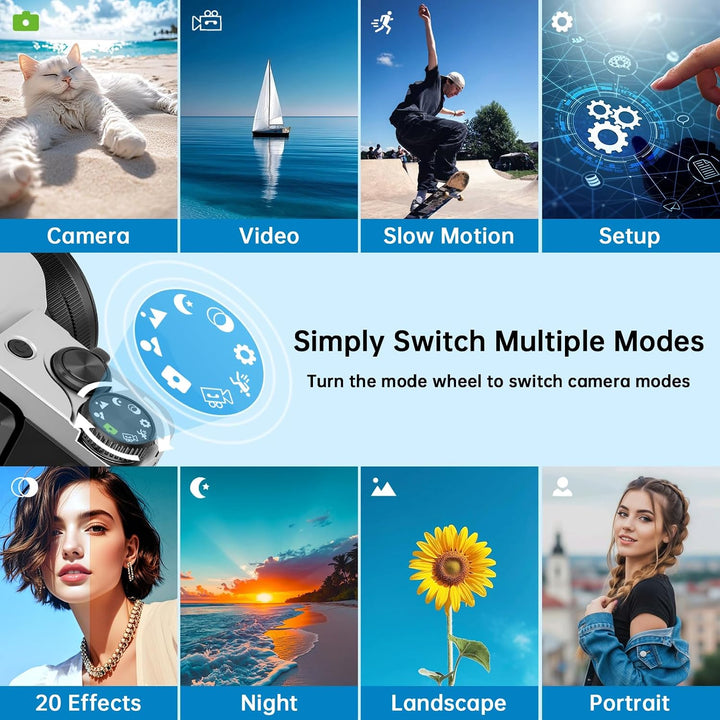 Digitalkamera, 4K 64MP Autofokus Kamera Fotokamera Mit WLAN, 3" 180° Klappbarer Bildschirm Digital K