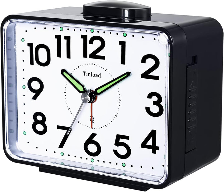 Analog Seniorenwecker mit Nachtlicht, 4 Zoll grosses Zifferblatt, Tischuhr mit Schlummerfunktion, la
