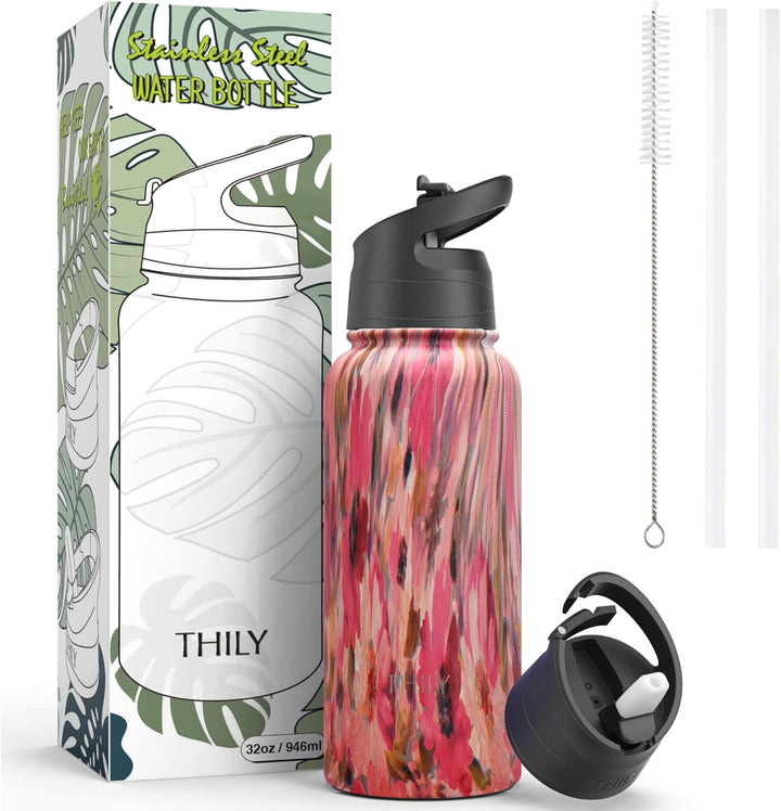 Isolierte Edelstahl-Wasserflasche - THILY Dreifach isolierte 945 ml auslaufsichere Weithals-Wasserfl