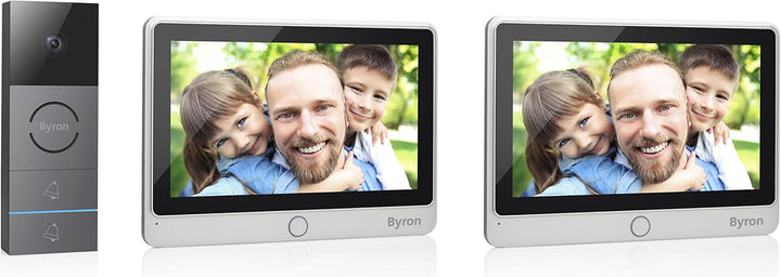 Byron Video-Gegensprechanlage mit Zwei 7 Zoll HD Touchscreen 720p (erweiterbar) Videoaufnahmefunktio