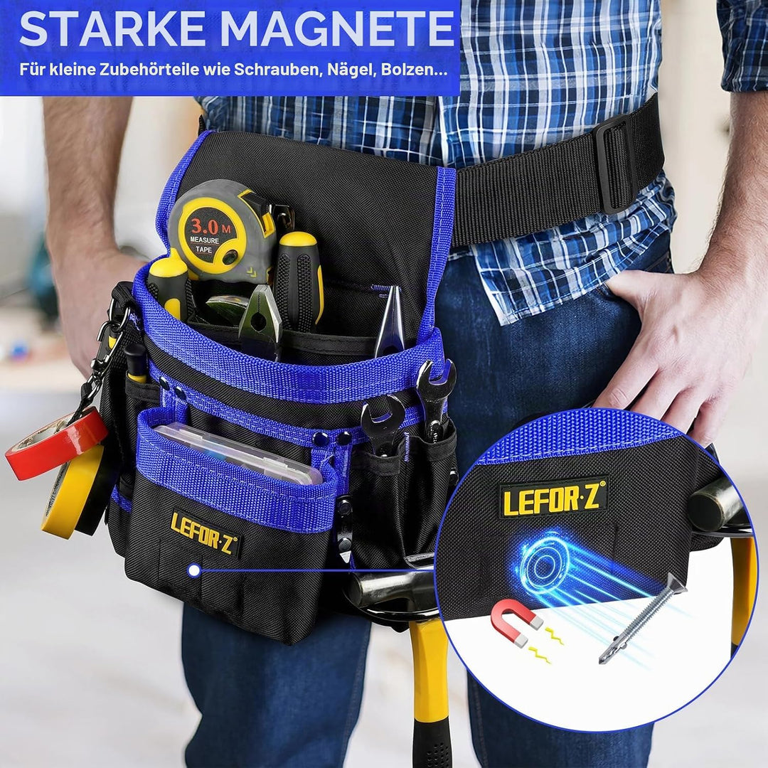 Werkzeuggürtel,Magnetische Werkzeugtasche mit 14 Taschen,Werkzeuggürtel Herren,Abnehmbare und Verste