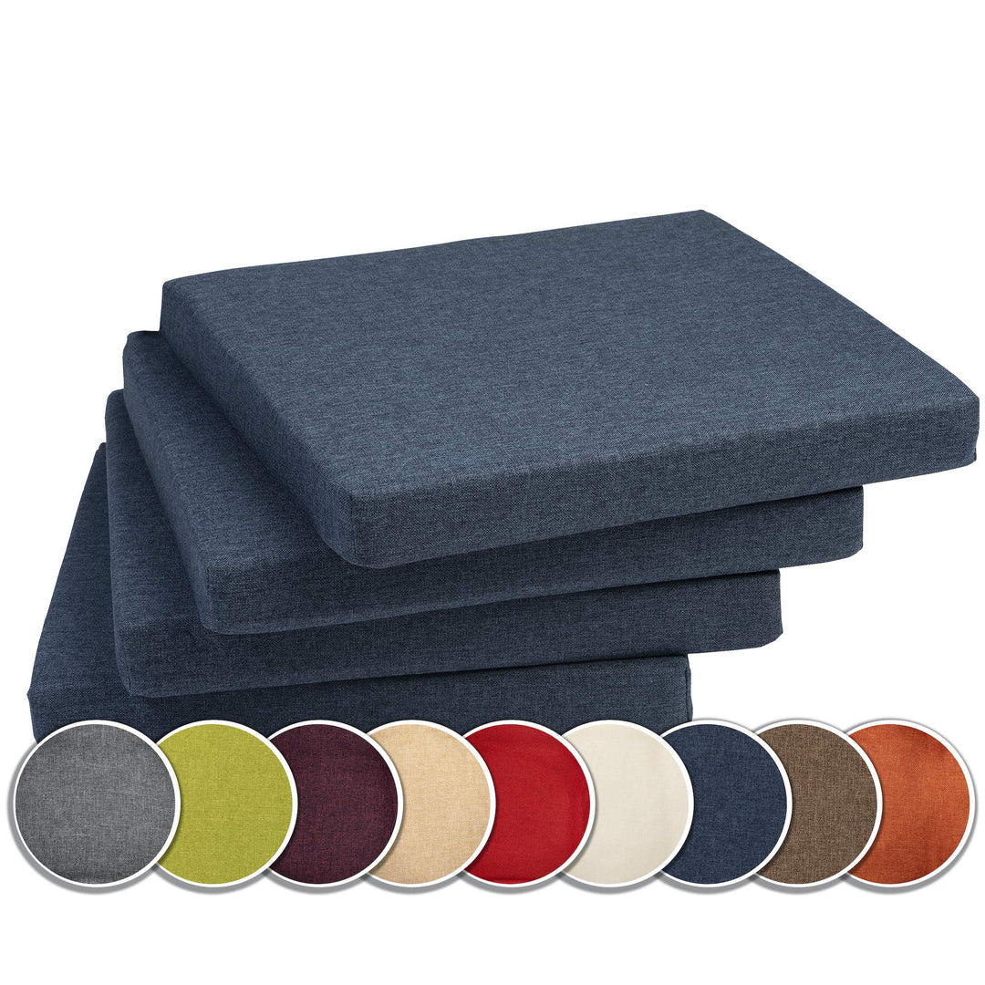 sunnypillow 4er Set Stuhlkissen mit Bindebänder - 40 x 40 x 3 cm - Sitzkissen Outdoor für Stühle/Bän