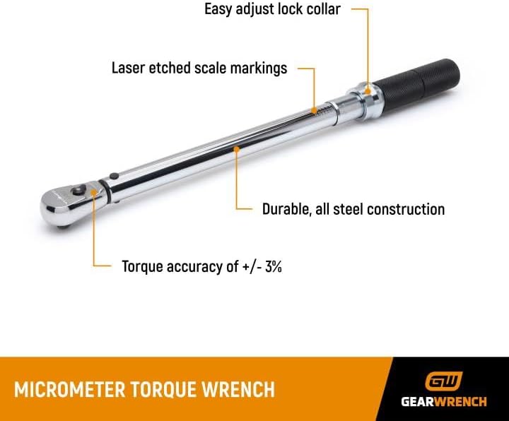 GearWrench 3/8 Dr BLOCCA Drehmomentschlüssel 10-100 Ft Ibs 10-100 ft/lbs. 3-30,5 m/lbs., 10-100 ft/l