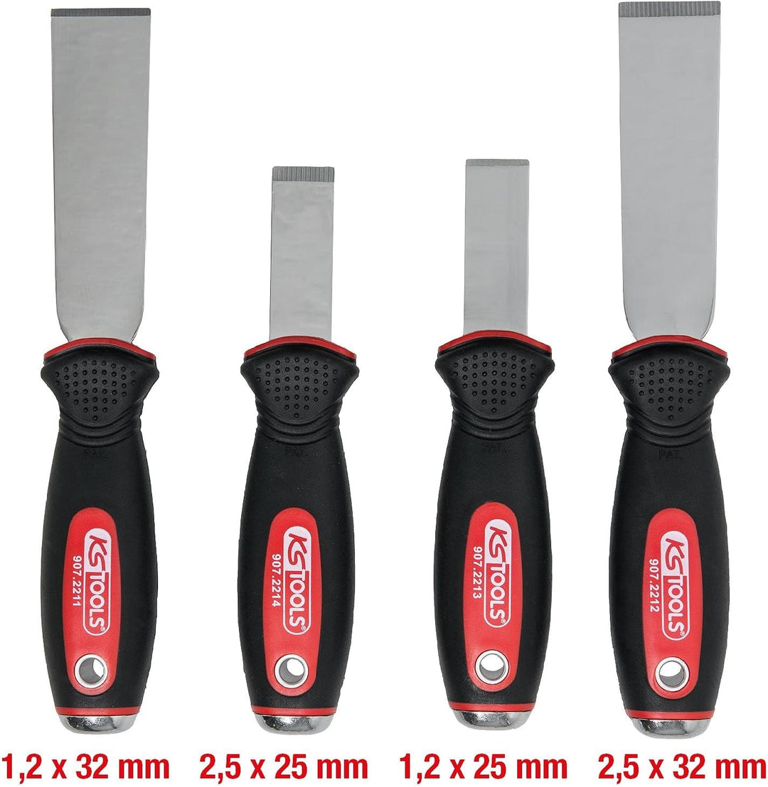 KS Tools 907.2210 EDELSTAHL Schabmeissel-Satz, 4-tlg.