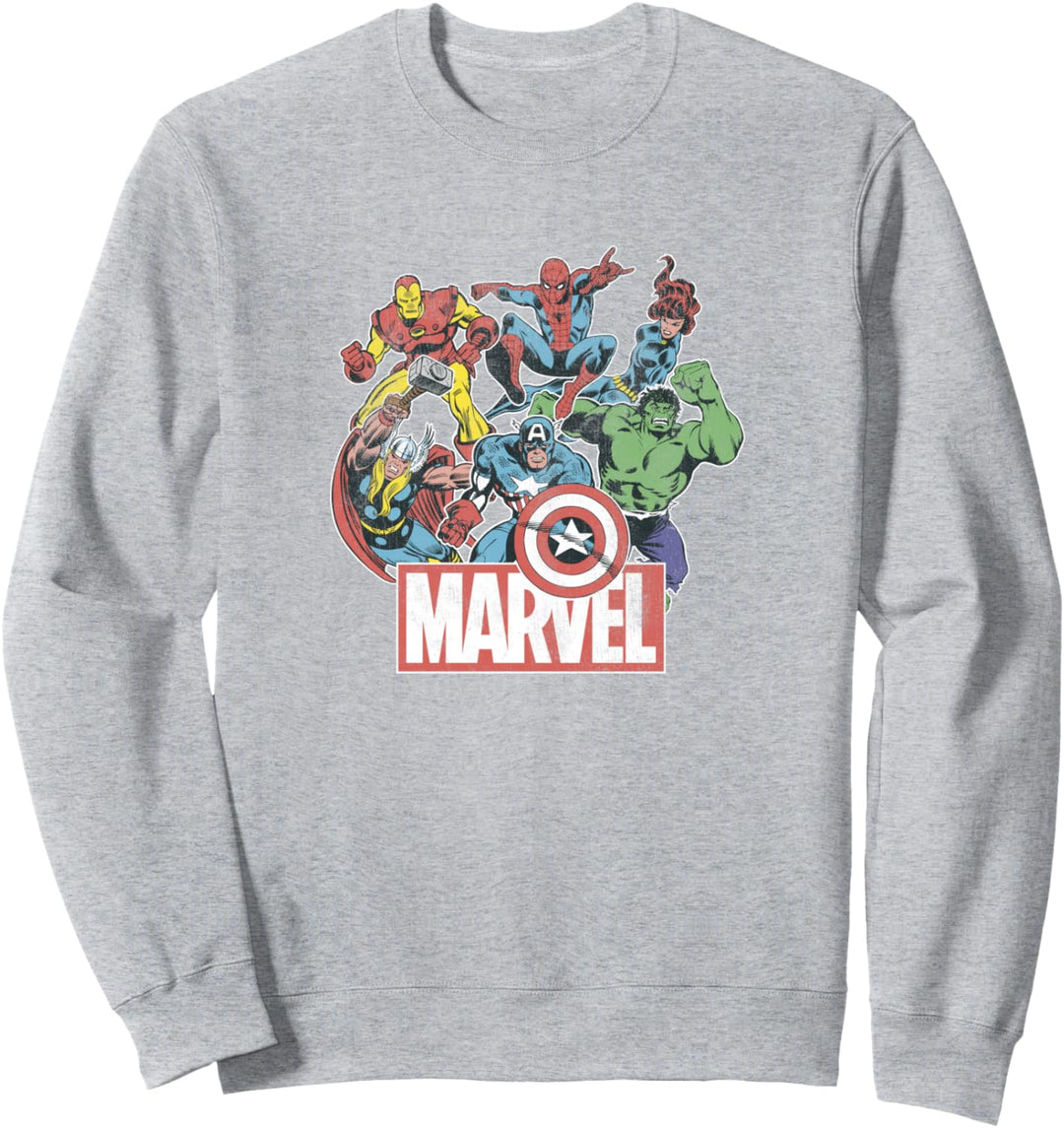 Marvel Avengers Team Retro Comic Vintage Sweatshirt