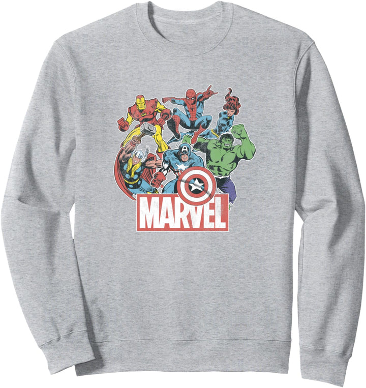 Marvel Avengers Team Retro Comic Vintage Sweatshirt