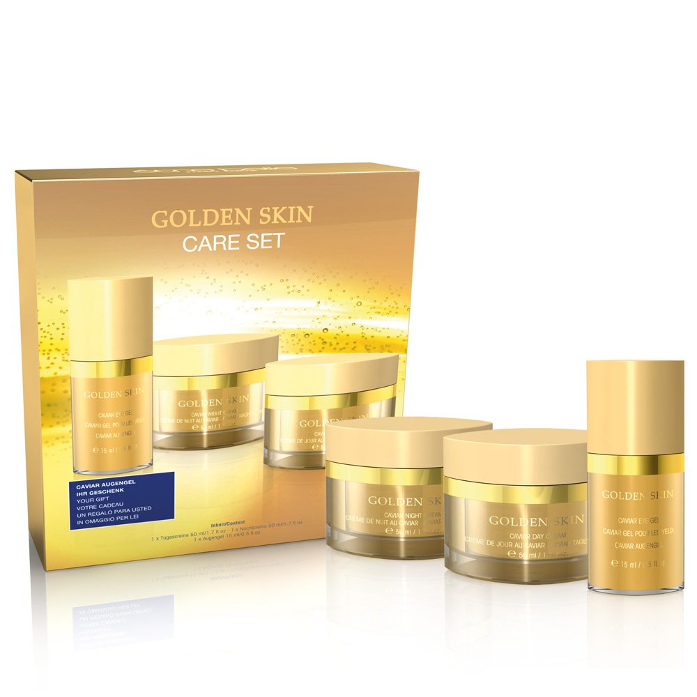 Golden Skin Face Care Set; être belle Cosmetics; Anti-Falten & Hautstraffend; Caviar Tagescreme + Ca