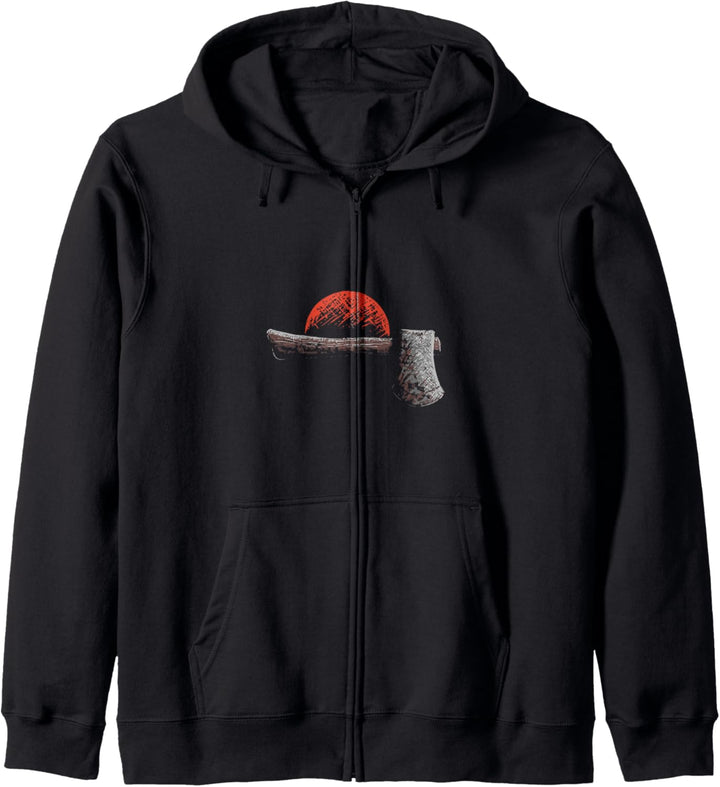 Vintage Hipster Hatchett & Sun Retro Outdoor Graphic Kapuzenjacke