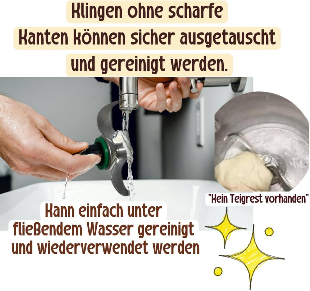 Teigmesser für Thermomix TM6,TM5 Edelstahl Teigmischmesser (mit Dichtungsring) Küchenmaschinen-Mixer