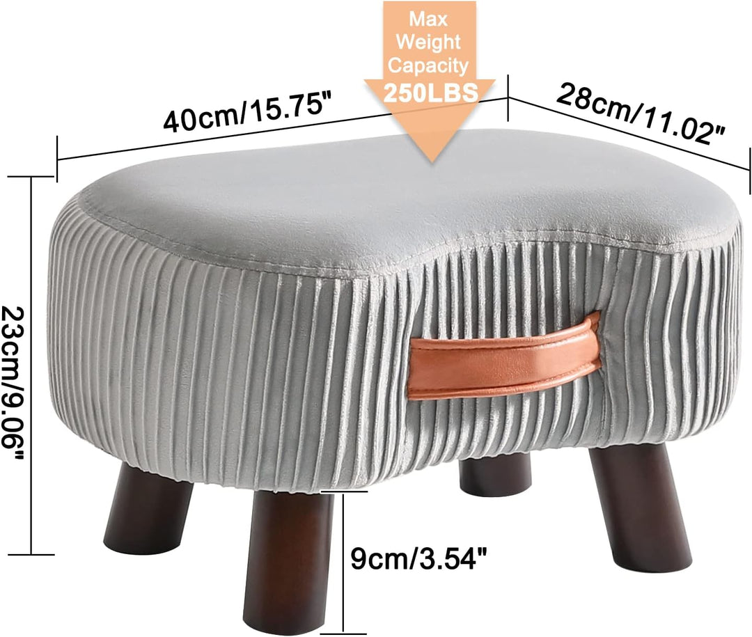 YMYNY Fusshocker, Sitzbank mit Griff, Gebogener Tritthocker mit weichem Sitzkissen, Gepolsterter Hoc