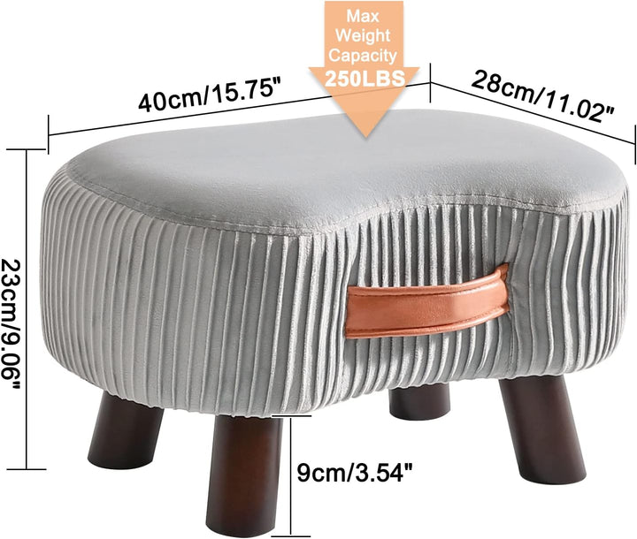 YMYNY Fusshocker, Sitzbank mit Griff, Gebogener Tritthocker mit weichem Sitzkissen, Gepolsterter Hoc