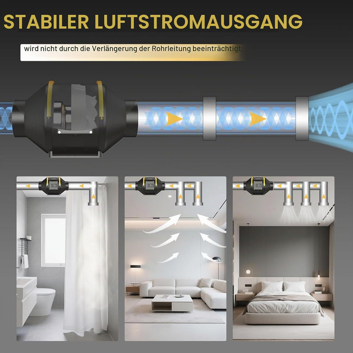 FanGoFast Rauchabzug Rohrventilator 150 mm Inline-Kanalventilator Abluftventilator Rohrlüfter 230 V