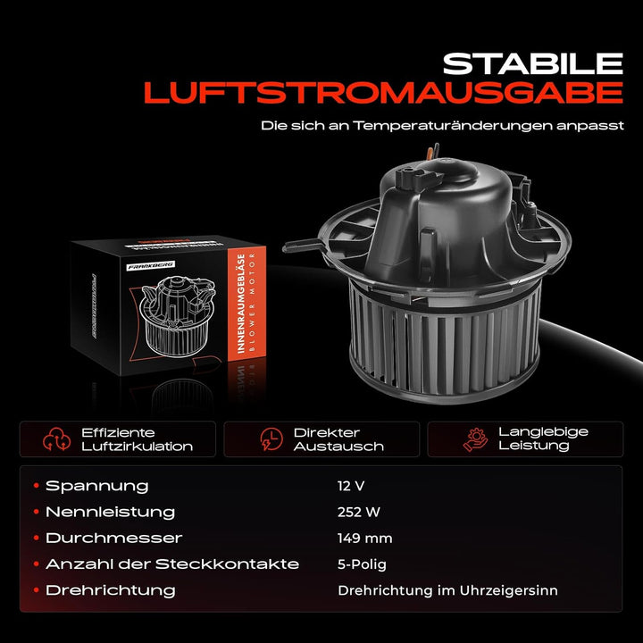 Frankberg Heizungsgebläse Gebläsemotor Kompatibel mit A3 2003-2013 A.l.h.a.m.b.r.a 2010-Heute Leon 2