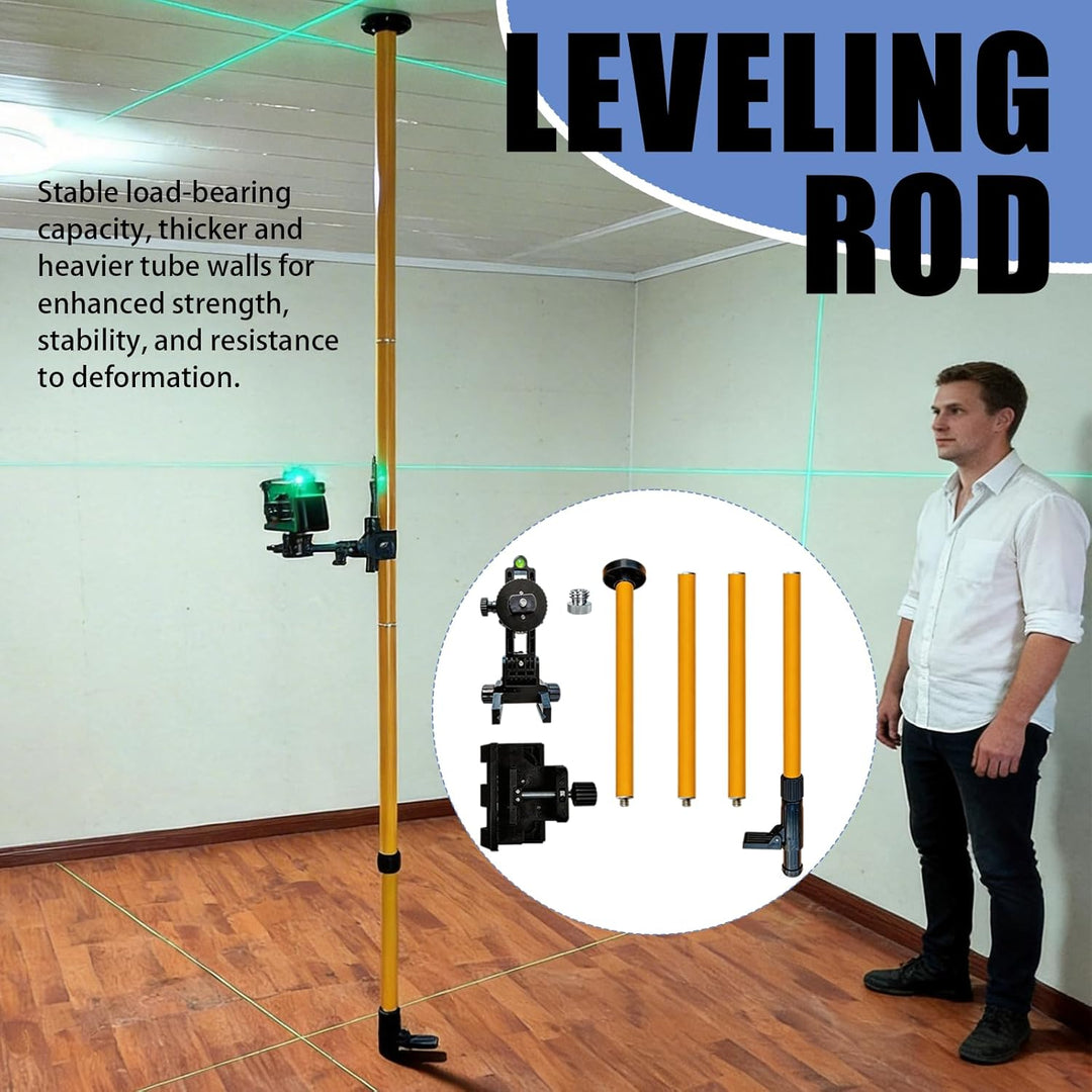 Laser Wasserwaagen Stativ, 3m Teleskopstange mit Stativ und Laser Halterung 1/4 Zoll für Rotations u