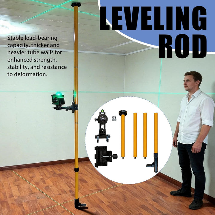 Laser Wasserwaagen Stativ, 3m Teleskopstange mit Stativ und Laser Halterung 1/4 Zoll für Rotations u