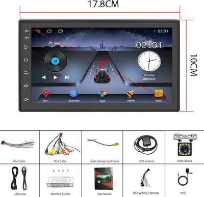 Autoradio 1GB+32GB Android Navi 7 Zoll 2 Din Touchscreen Autoradio mit GPS Navigation, WiFi, Bluetoo