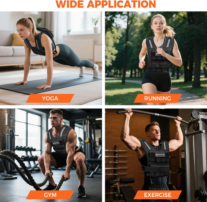 BAGAIL Gewichtsweste für Krafttraining, abnehmbare Eisenplatten, verstellbare Brustgrösse, Hochleist