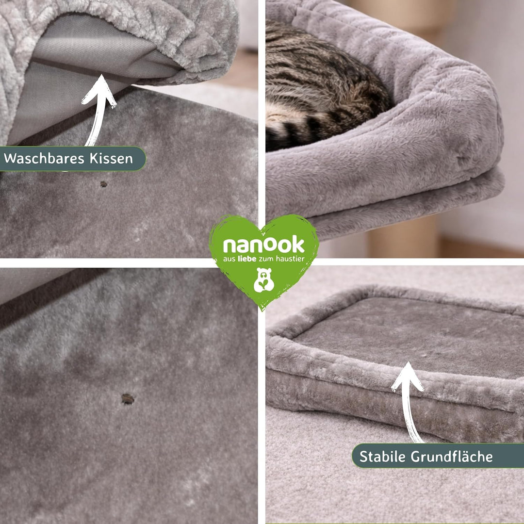 nanook Kratzbaum Liegeplatz Top für Katzen - Fensterbank Liege - Abnehmbarer Bezug - Plüschrand - XX