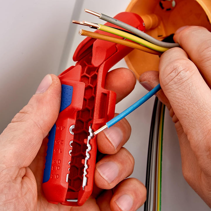 Knipex ErgoStrip® Universal-Abmantelungswerkzeug für Rechtshänder 135 mm 16 95 01 SB Rechts-Händer,
