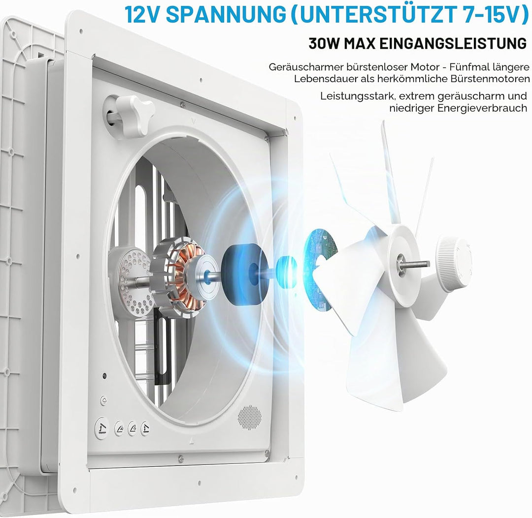 2012 Voice-Activated Max Air Belüftung für Wohnmobil Dachventilator Dachlüfter Reversibler Abluftven