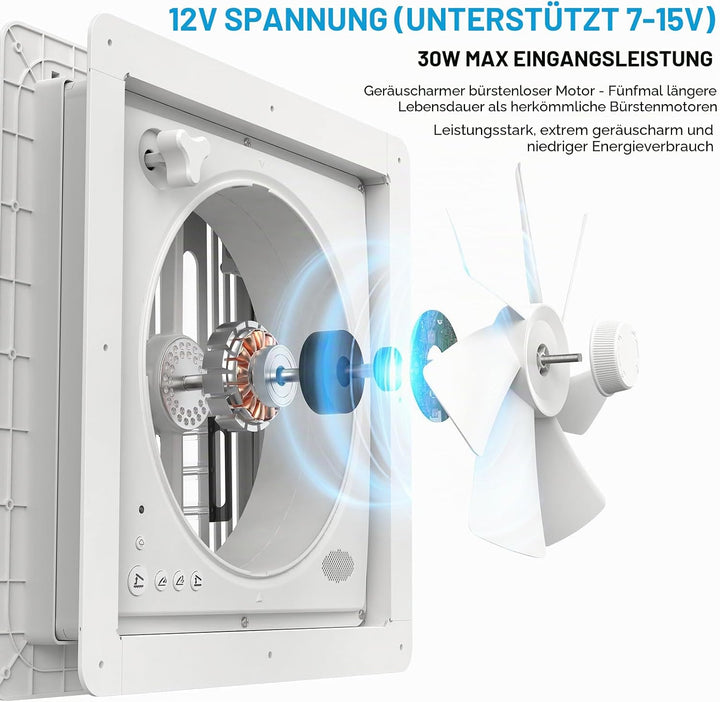 2012 Voice-Activated Max Air Belüftung für Wohnmobil Dachventilator Dachlüfter Reversibler Abluftven