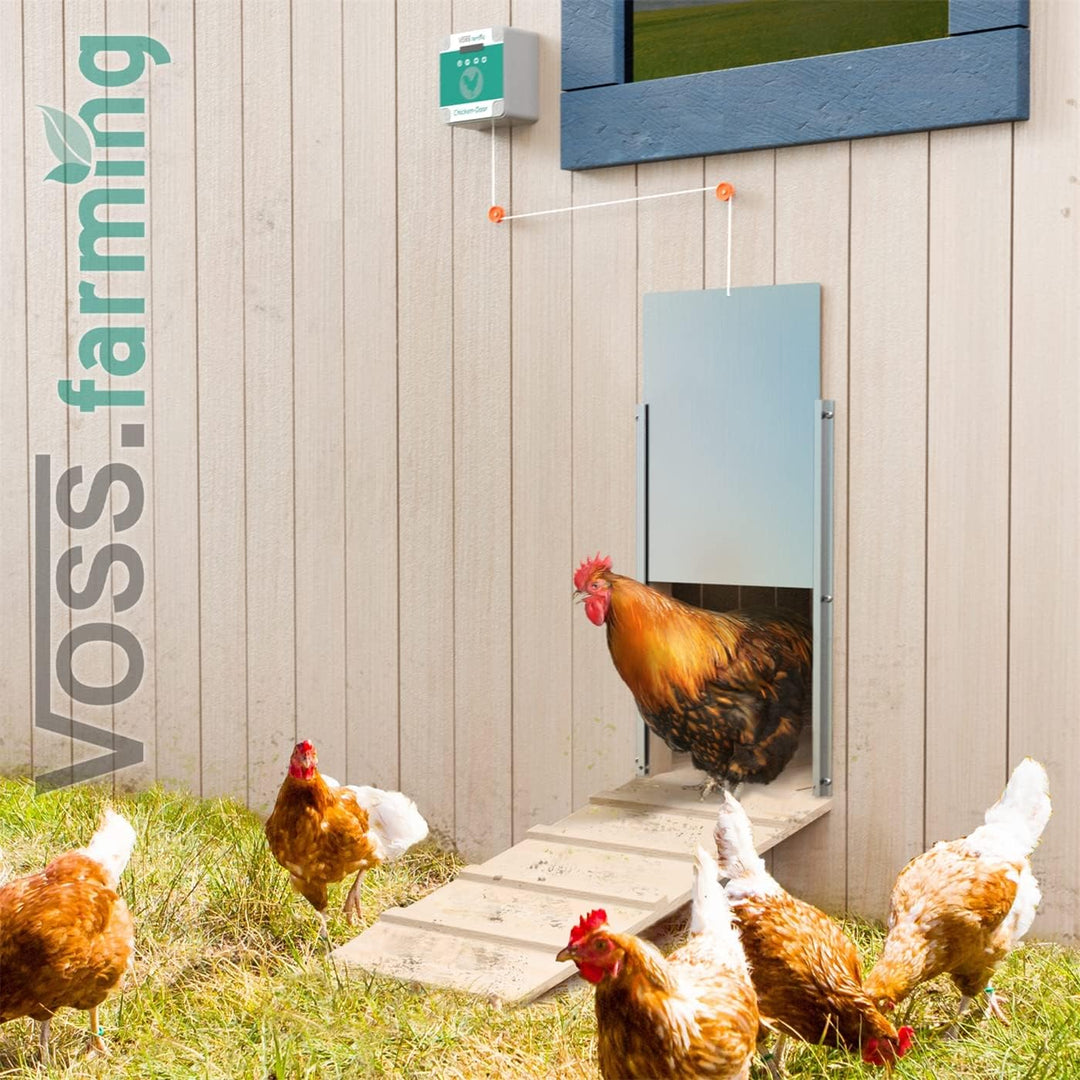 VOSS.farming Set Chicken-Door automatische Hühnertür + Alu Hühnerklappe 430 x 400mm, Türöffnung, Tür