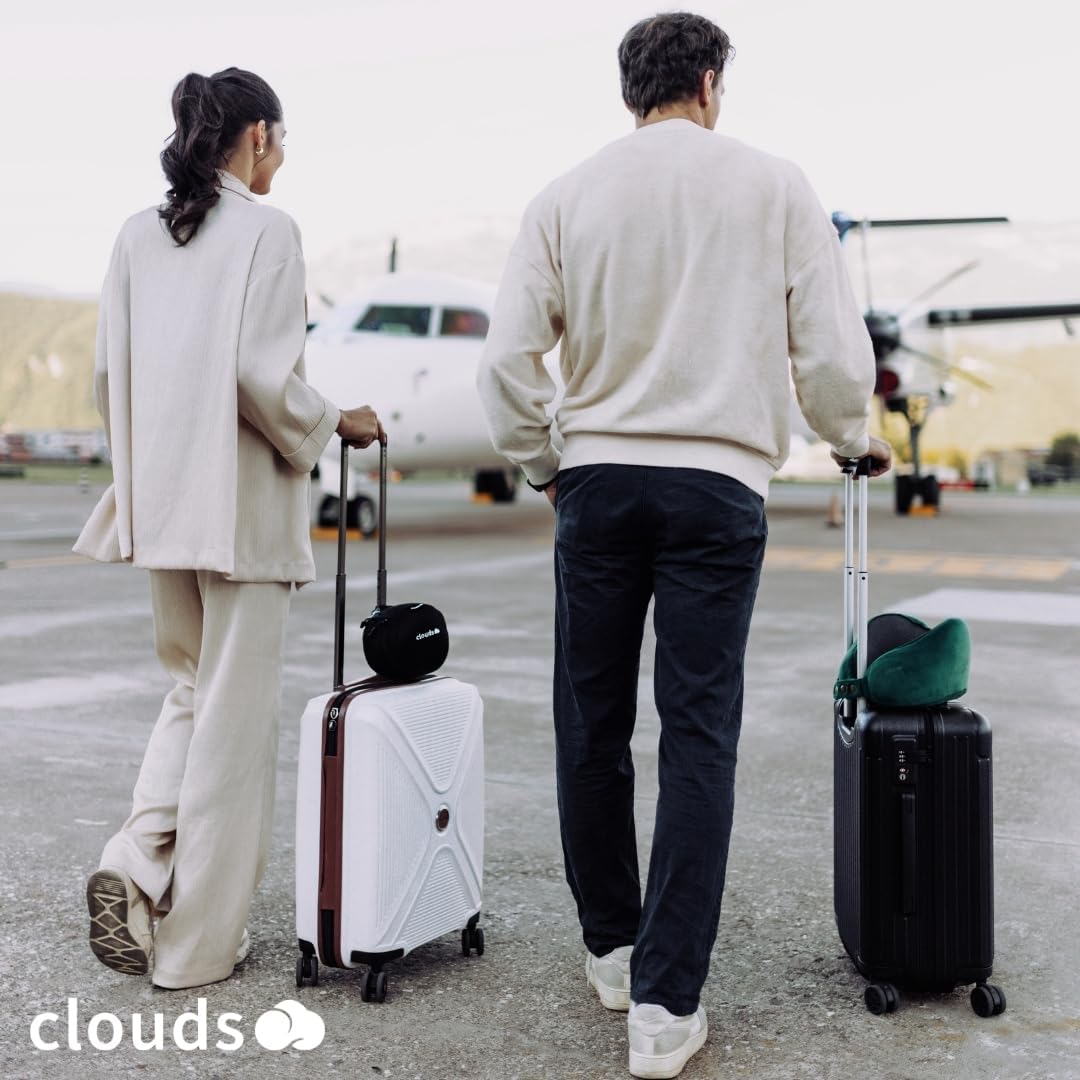 CLOUDS Nackenkissen Flugzeug & Auto – Einstellbares Memory Foam Reisekissen in 2 Grössen für Erwachs
